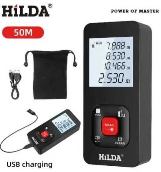 Лазерный дальномер HILDA E50/ лазерная рулетка 50 м. аккумуляторная