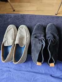 2 pary butów używane męskie Skóra czarne rozmiar 42, kremowe 41