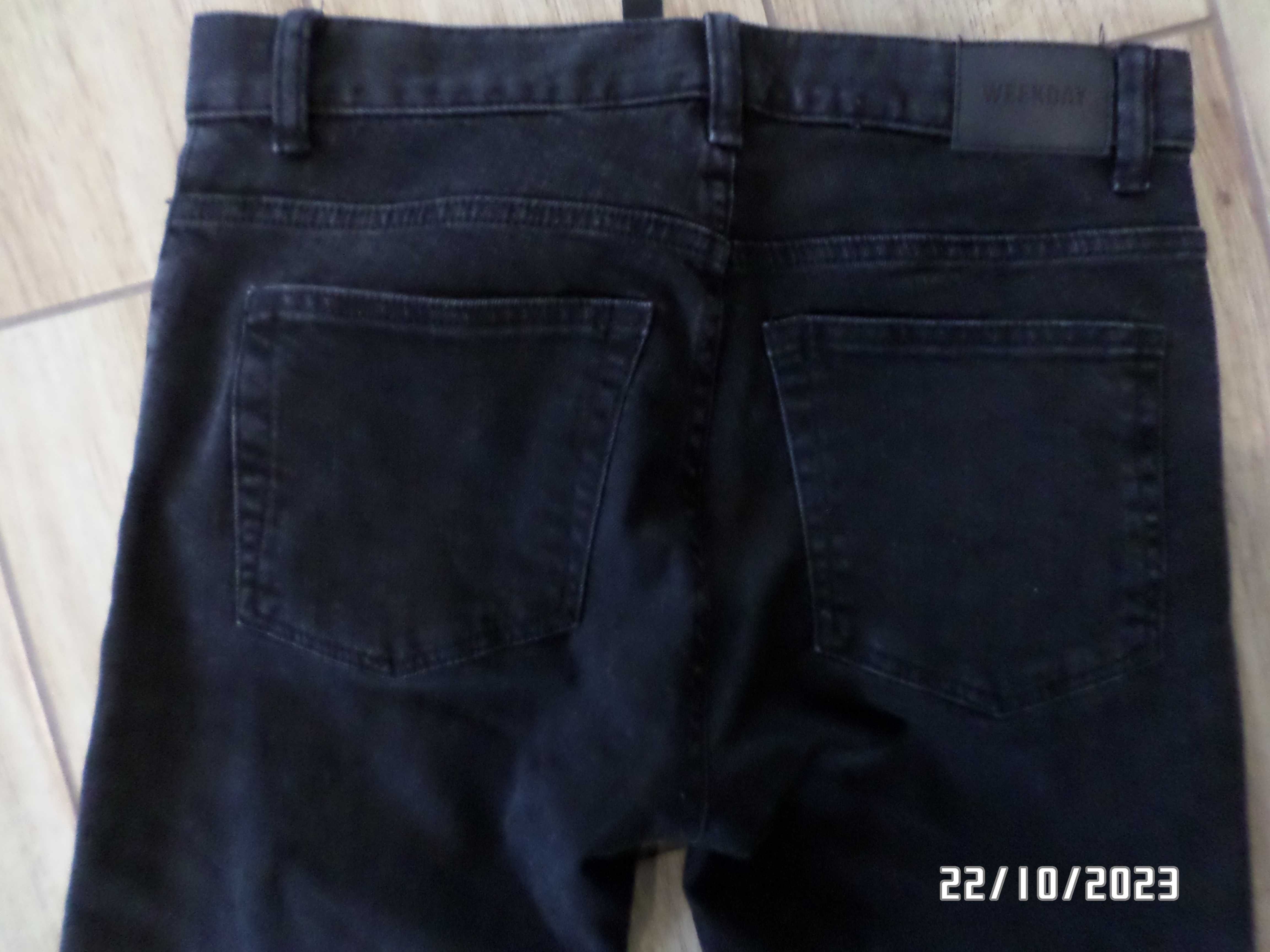 czarne męskie spodnie jeans-s-29/32-elastyczne-pas-80cm