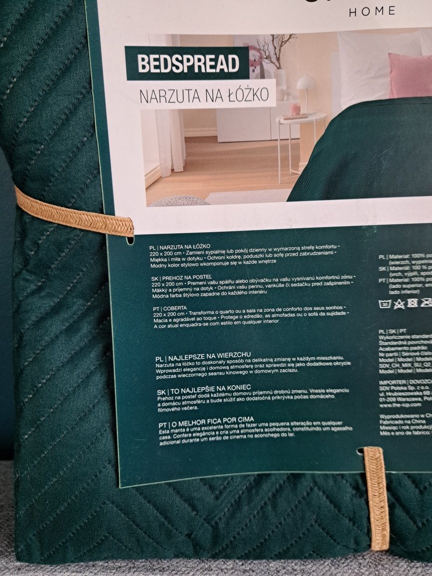 Ciemno Zielona narzuta 220x200cm