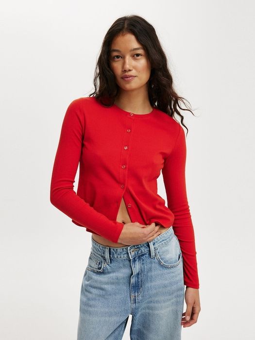 Червоний кардиган на гудзиках