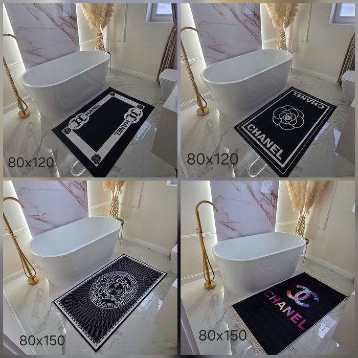 Dywan VERSACE  Louis Vuitton   80x150 welur glamour  białe złote czarn