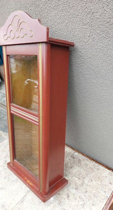 Szafka skrzynia obudowa starego zegara witrynka bordowa E225