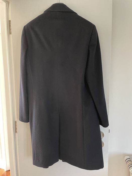 Casaco comprido, Sobretudo, Overcoat Tam 52, Azul marinho, lã meri