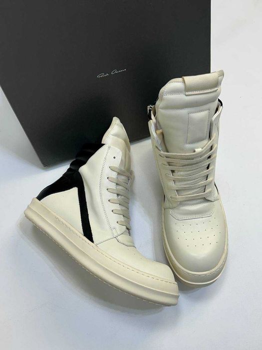 Rick Owens GEOBASKET кеды 43 44 42 кроссовки белые білі кеди кросівки