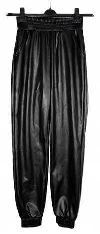 Czarne skórzane spodnie baggy basic S 36