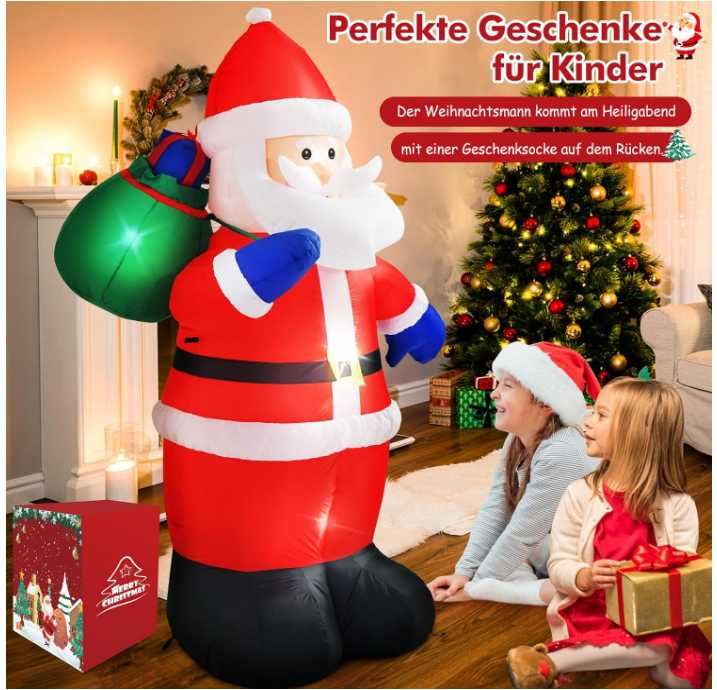 Nadmuchiwany Święty Mikołaj wysokość 150cm, podświetlenie LED Danxilu
