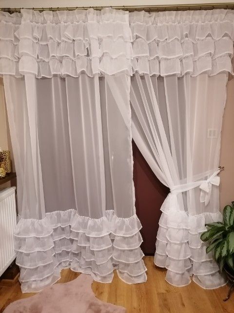 Firana biała 8 falban 140cm x 250cm wiązanie