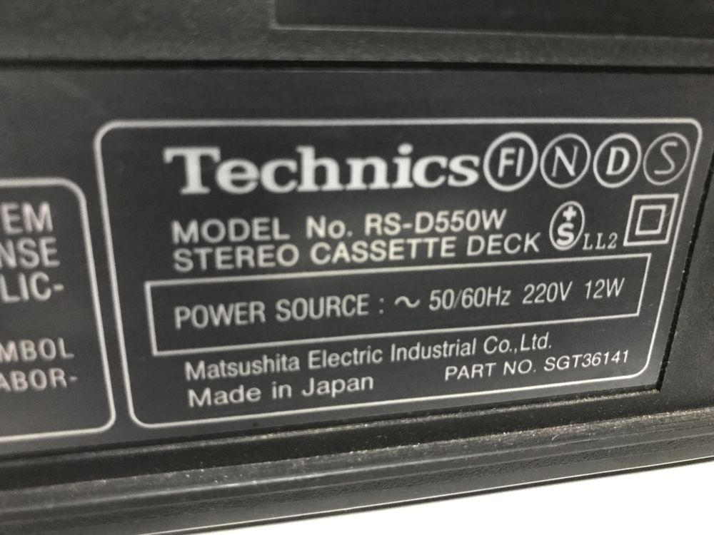 TECHNICS deck cassettes RS-D550W