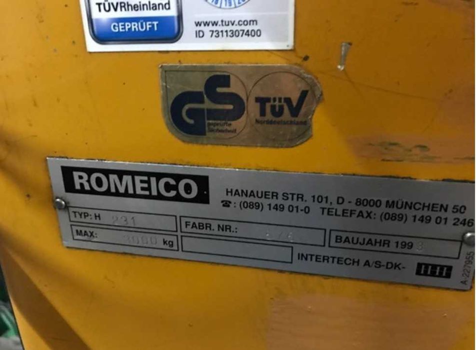 Podnośnik Dwukolumnowy Romeico H231. 3000kg 3 T Faktura Niemiecki