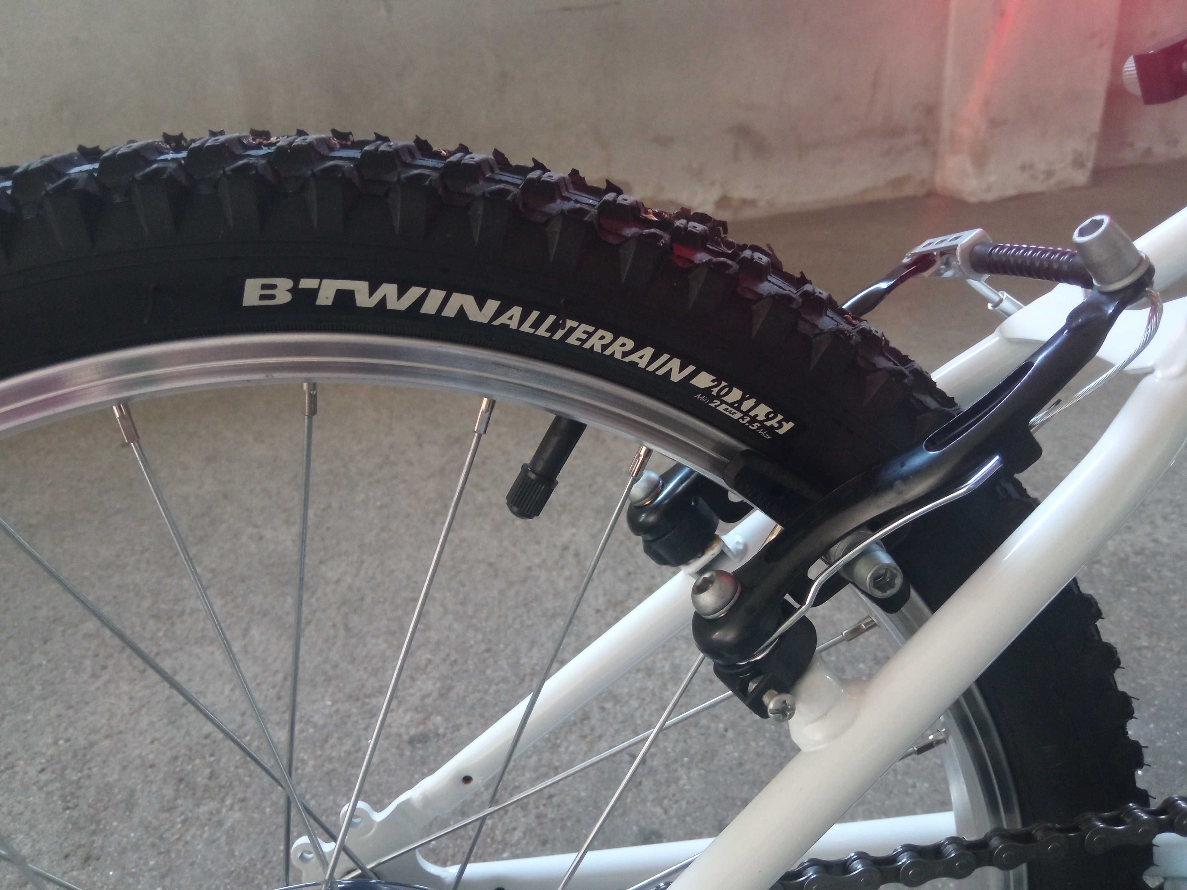 Bicicleta BTT ROCKRIDER ST 120, roda 20, criança 6-9 anos, Branco/Azul