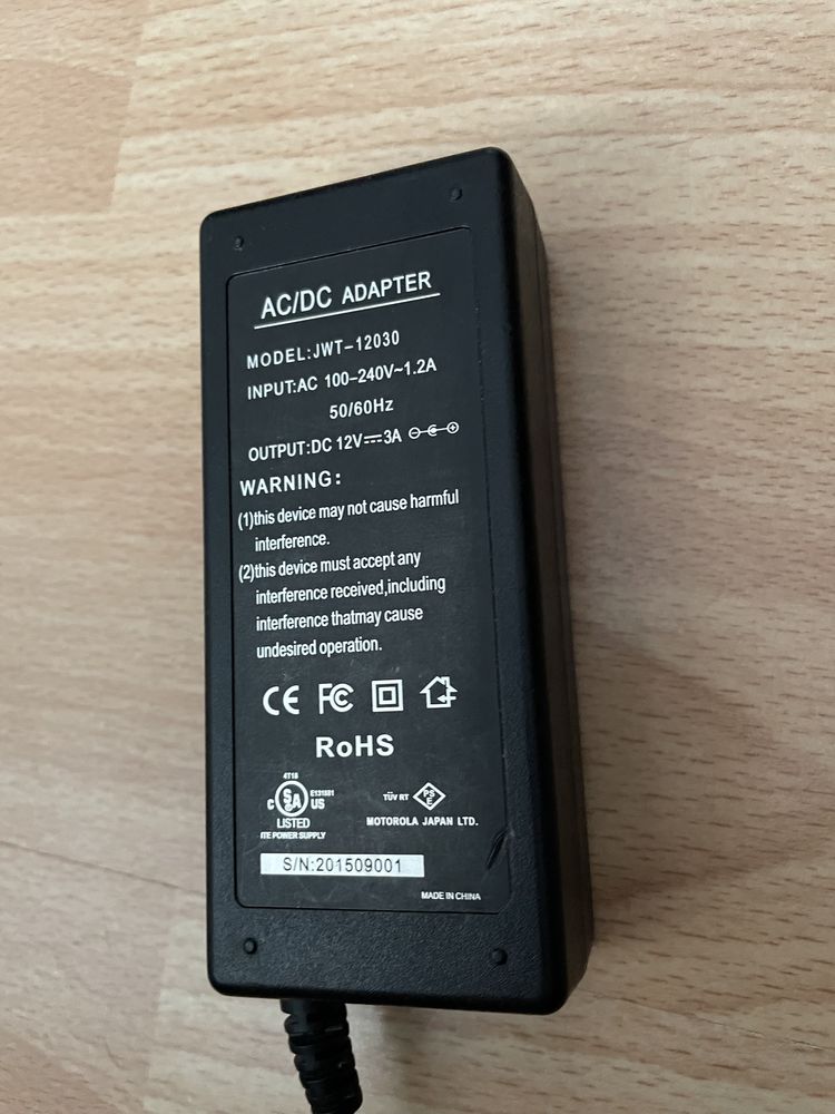 Sprawny Zasilacz AC/DC adapter 12V 3A JWT-12030 5,5x2mm ładowarka