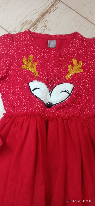 Czerwona sukienka świąteczna 128/134 bdb
