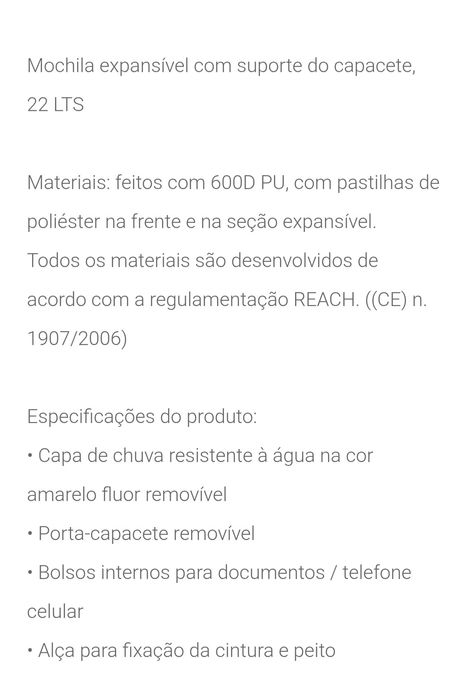 Mochila para motar nova