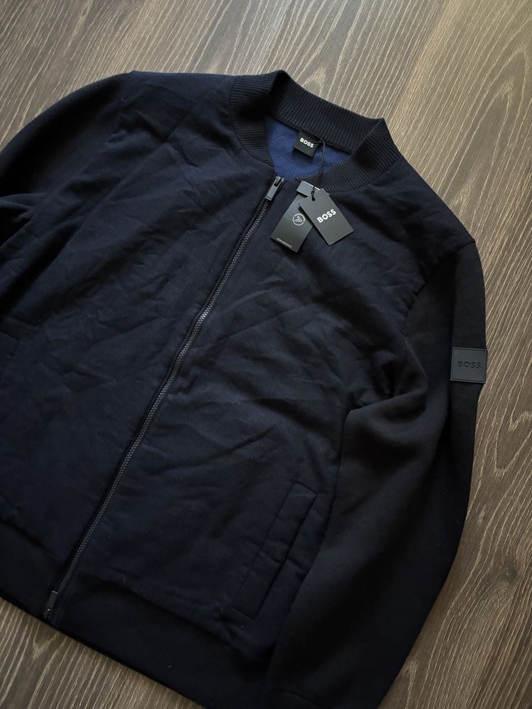 BOSS Regular Fit Zip-Up Jacket with Padded Front Panel Tech