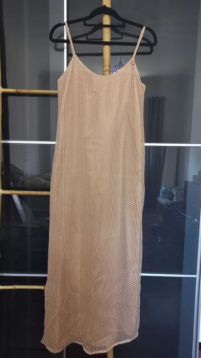 Vestido Ferrache midi malha perfurada novo