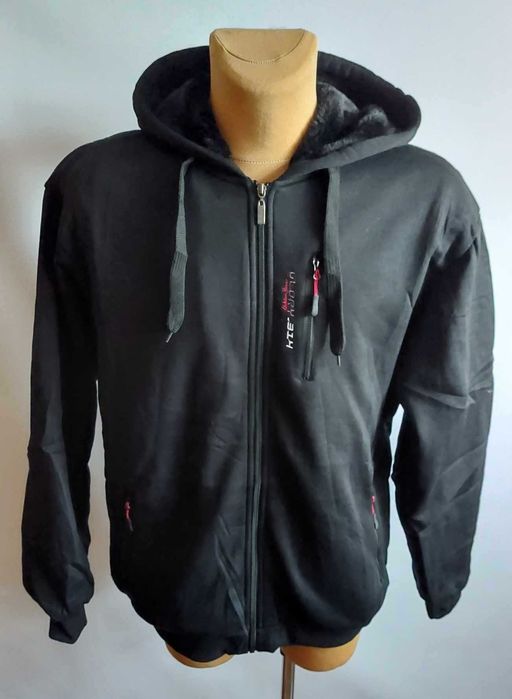 BLUZA MĘSKA gruba Ocieplana Futerkiem kieszenie BLUE JEANS PL08954 4XL