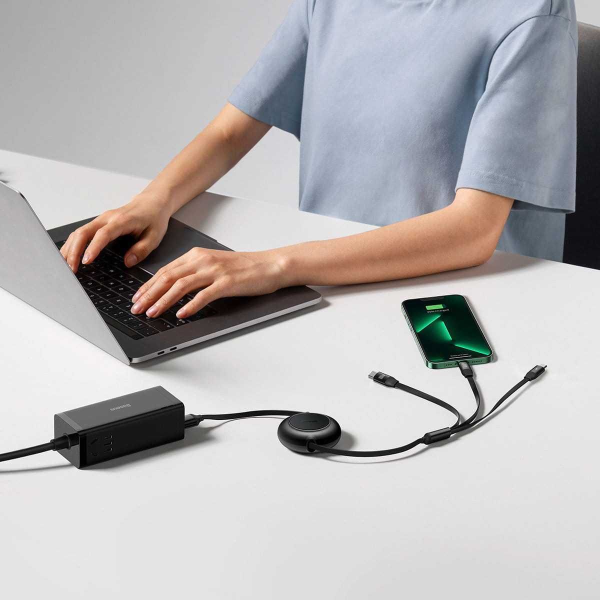 Baseus Mirror 2 Zwijany Kabel 3w1 USB C - micro/Light/C 100W 1.1m Wawa