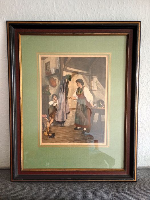 Drzeworyt rycina piękna duża