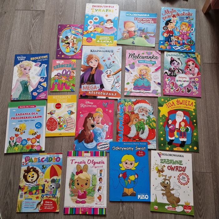Kolorowanki nowe i częściowo zakolorowane. Piekne, szlaczki, literki