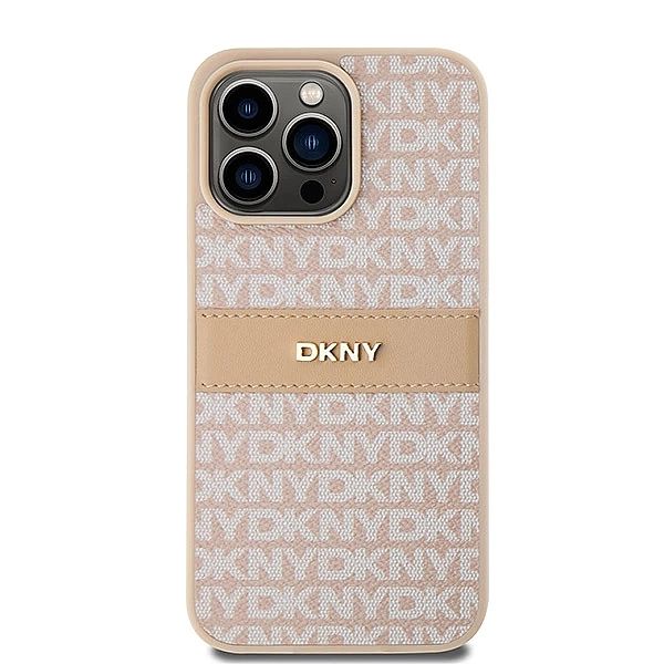 Etui DKNY Leather Mono Stripe & Metal Logo na iPhone 15 Pro Max - różo