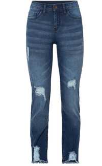 Bonpri Jeansowe Spodnie Jeans Skinny Stretch Przetarcia Kieszenie 42