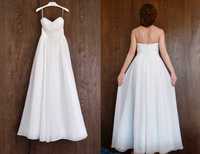 biała suknia ślubna prosta elegancka koraliki muślin Relevance