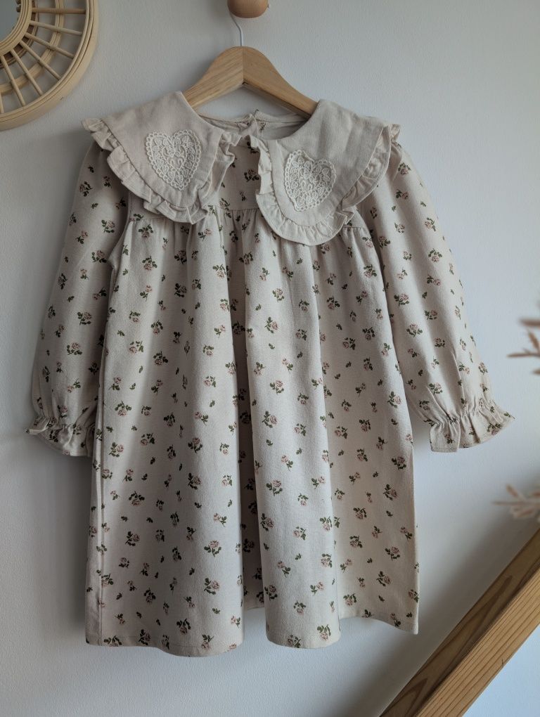 Piękna sukienka 110 vintage retro z kołnierzykiem urodziny sesja