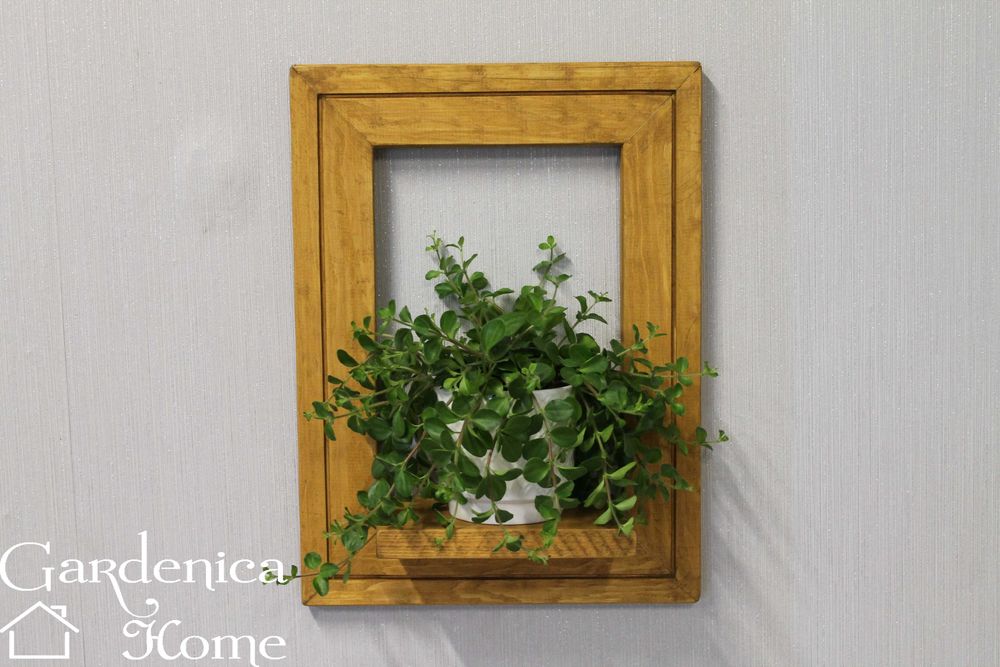 Kwietnik ścienny wiszący drewniany półka dla roślin ramka dekoracyjna
