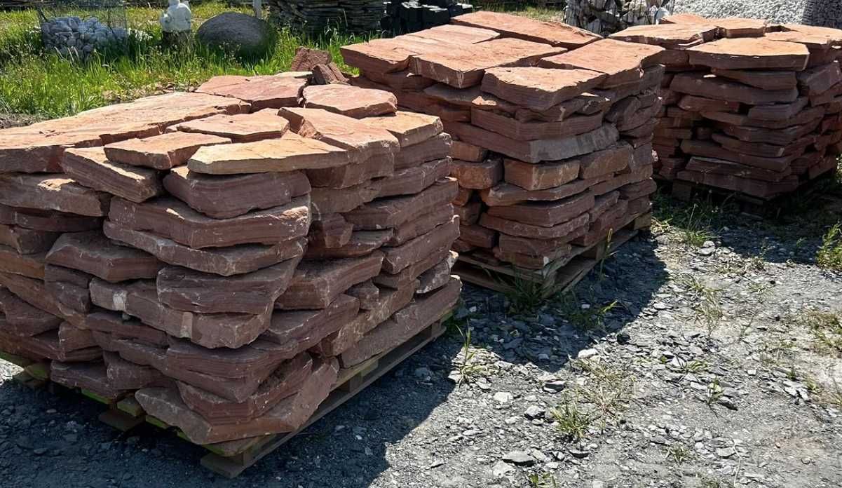 CZERWONY PIASKOWIEC - Płyty Ogrodowe Kamień na Murek Ścieżka Taras
