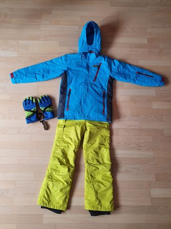 Komplet narciarski. Kurtka Brugi + spodnie + rękawice, wzrost 152/158
