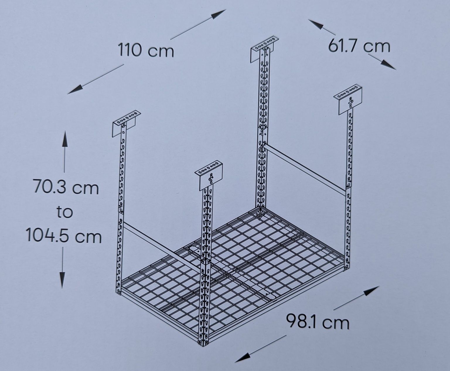Półka regał metalowy podwieszany do stropu sufitu udźwig 100kg
