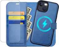 OCASE etui skórzane iPhone 13 iPhone 14 niebieskie stojak 2w1 magsafe