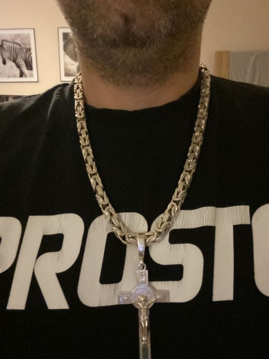 Srebrny łańcuch splot królewski 210 gram!!!