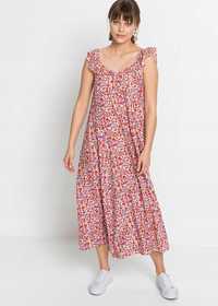 B.P.C sukienka midi ze zwrównoważonej wiskozy w kwiaty ^38