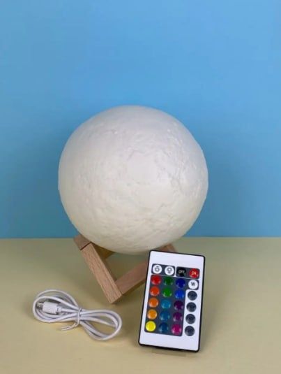 Нічник місяць на підставці 15 см, світильник 3D Moon Lamp від USB