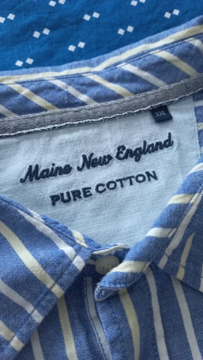 duża (2XL) niebieska męska koszula Maine New England pure cotton