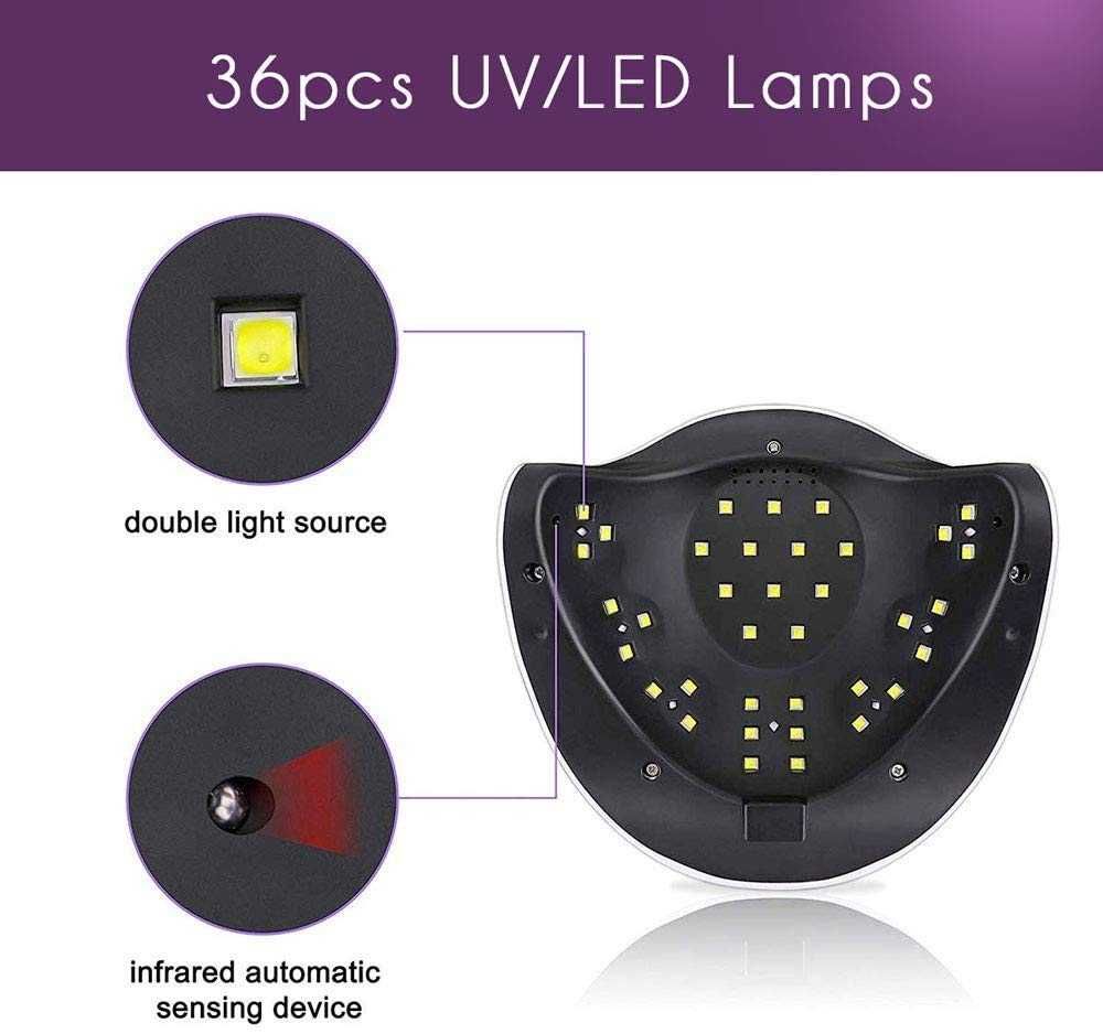 Lampa UV do paznokci/ LED/ 4 czasy/ lakier/hybryda/ 120W/czarna !5210!