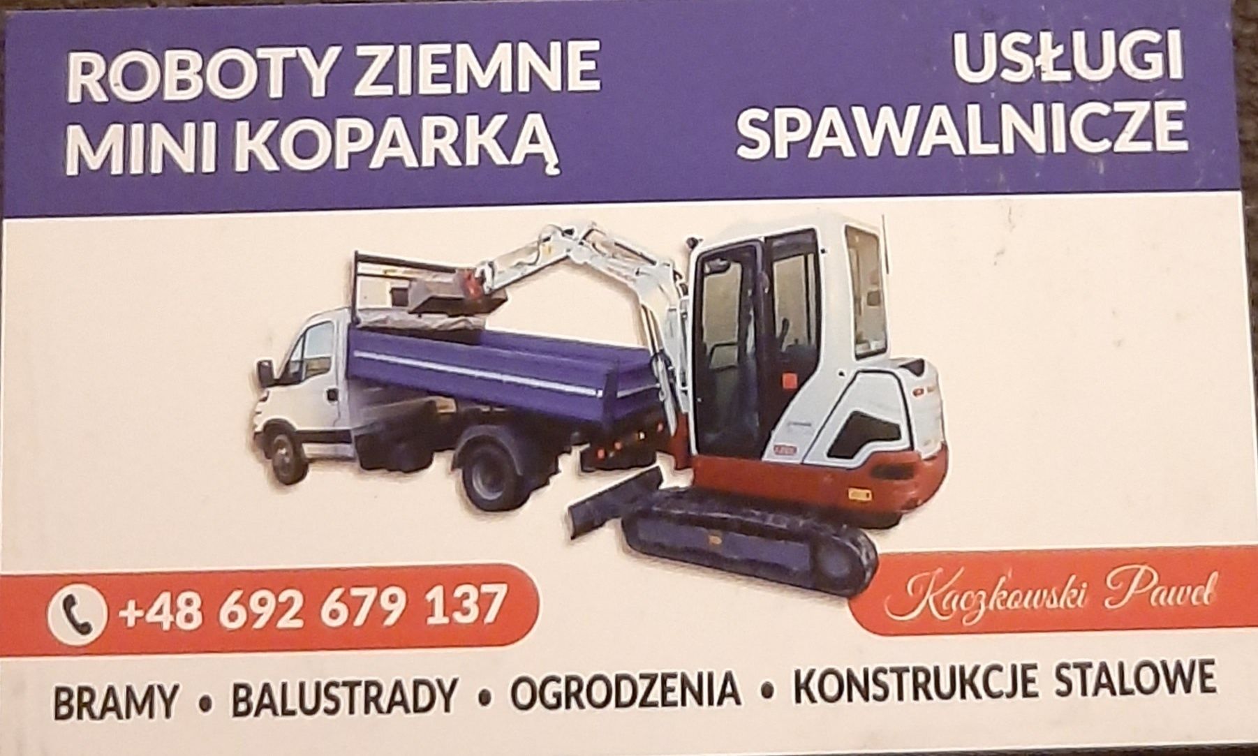 USŁUGI MINIKOPARKĄ  wywrotka 3.5 t odwodnienia przyłącza drenaż