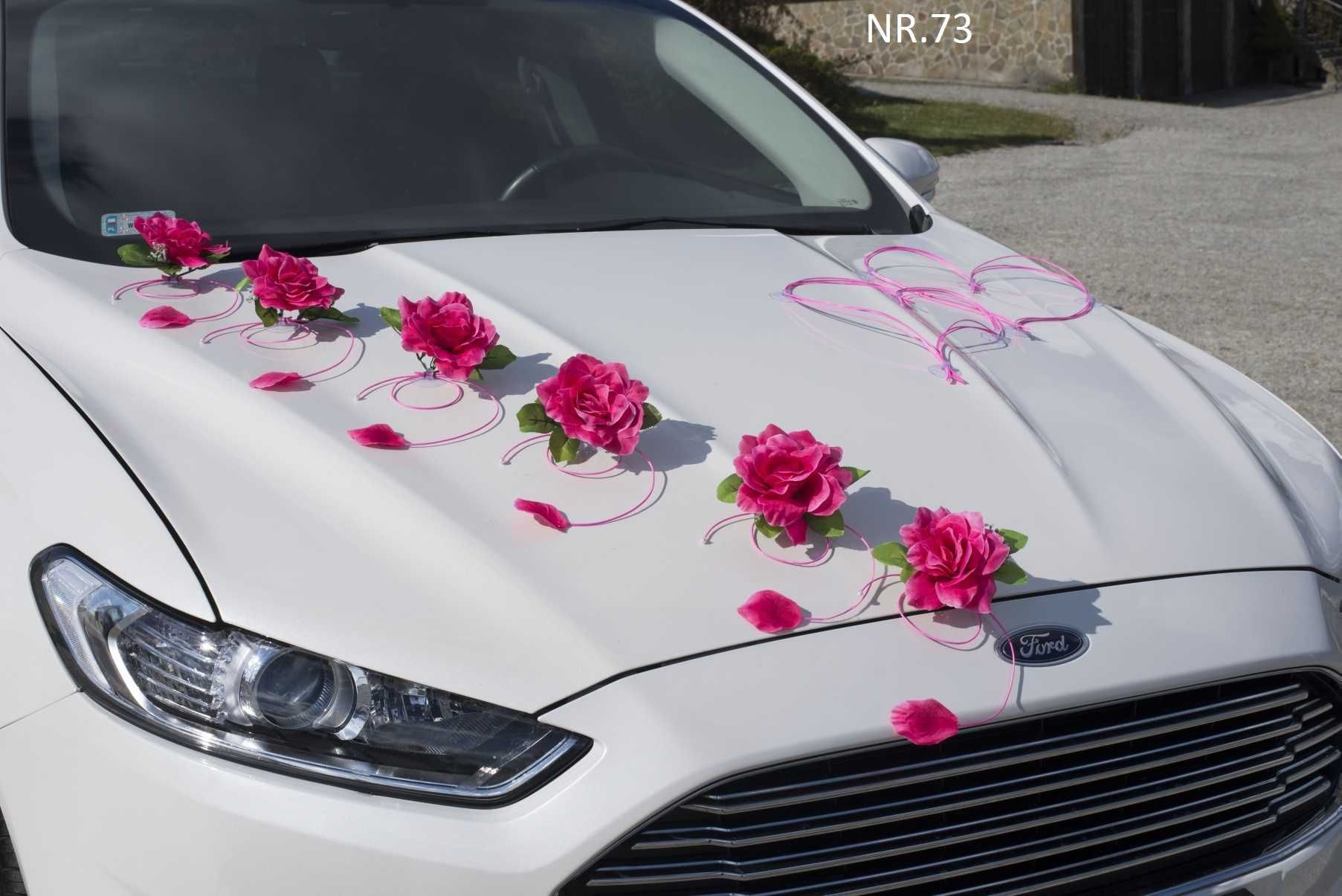 Dekoracja ślubna na auto samochód ślub dekoracje ozdoby 073