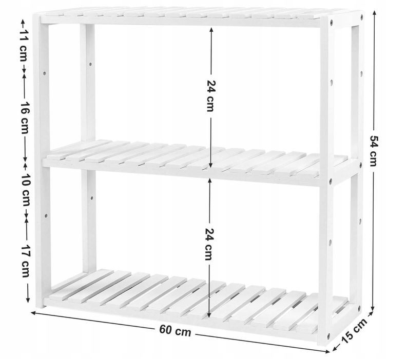 SONGMICS BCB13W regał bambusowy z regulacją wysokości 60 x 15 x 54 cm