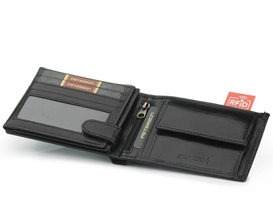 skórzany portfel męski z ochroną kart zbliżeniowych - peterson