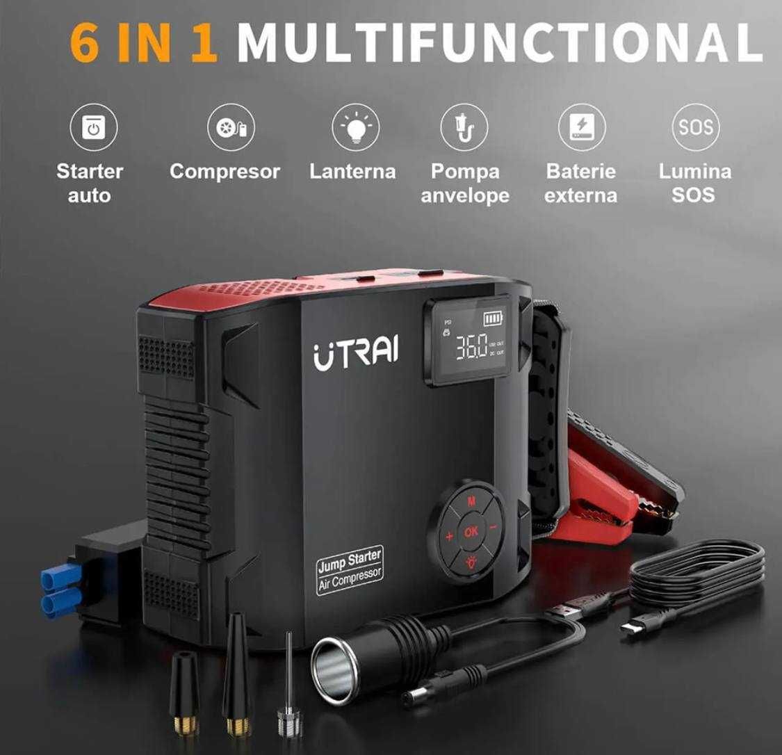 Бустер Компресор Пусковий Пристрій Utrai Js 5 2500A 27000mah Повербанк