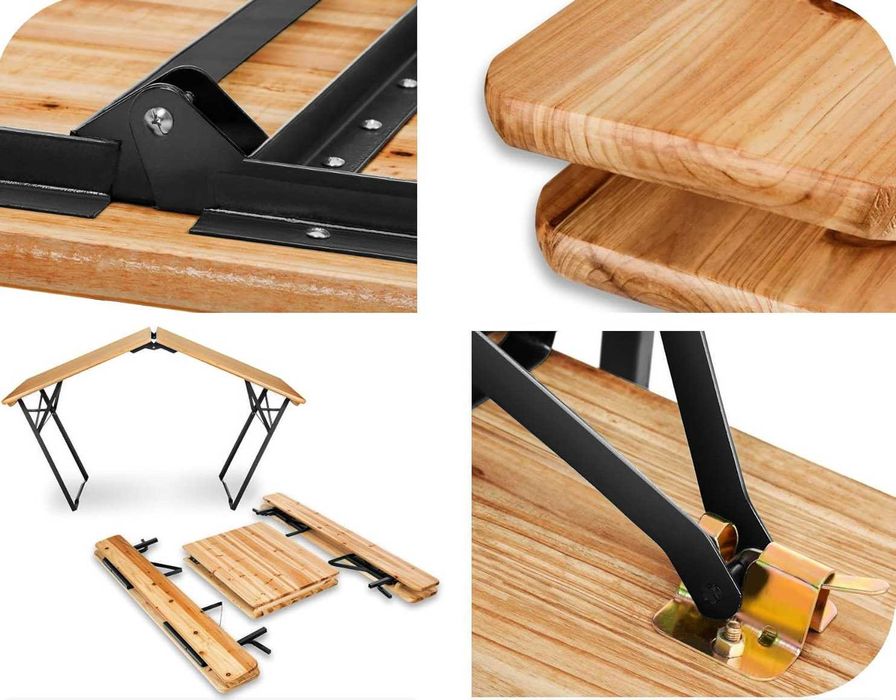 Zestaw stalowo-drewniany PORTER stół+ 2 ławki