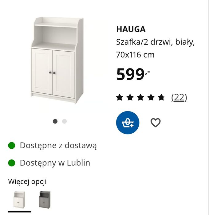 Zestaw mebli IKEA – 2x HAUGA + TROFAST, białe, komplet do pokoju dziec