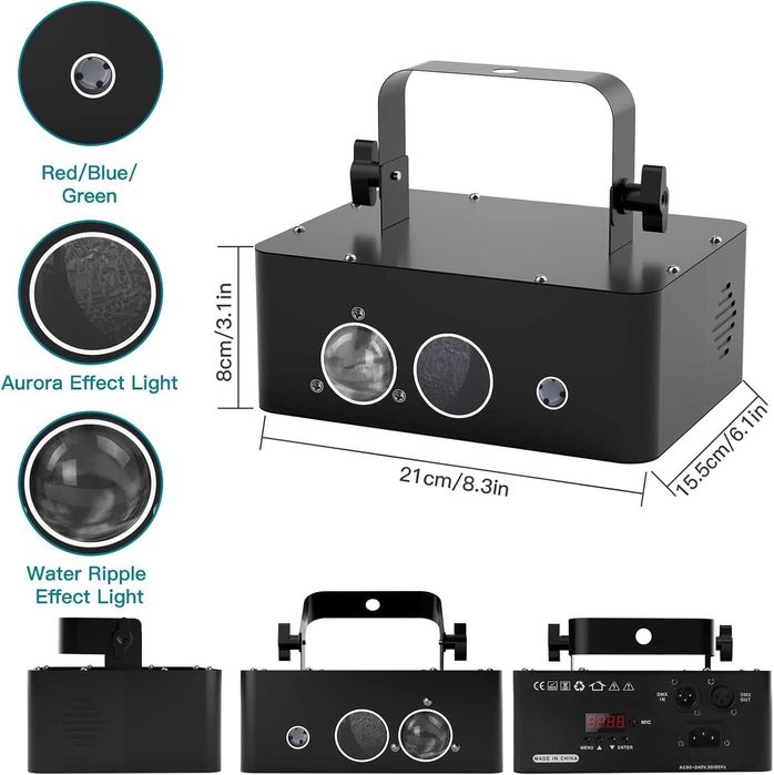 Światła dyskotekowe RGB, 48 W, niebieskie diody LED DJ