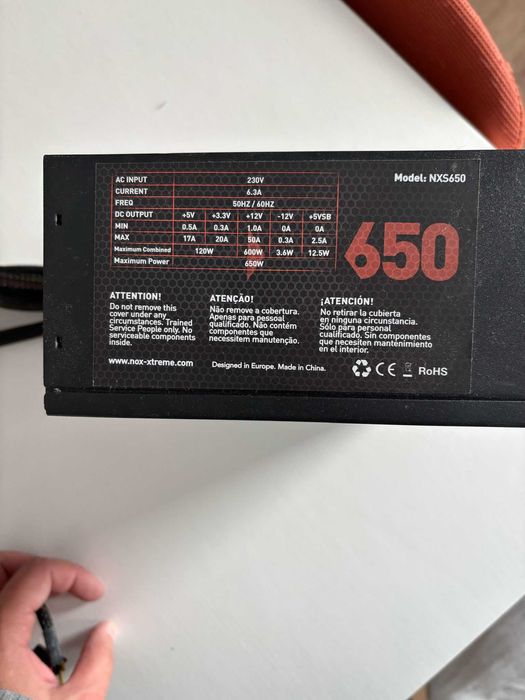 Fonte Alimentação Nox NX 650W Usada