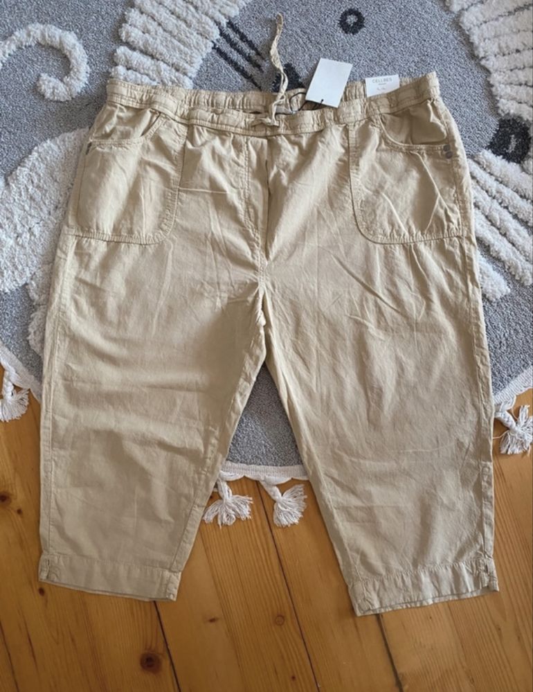 Bawełniane spodnie rybaczki wygodne wiązane na gumie plus size 56 8xl
