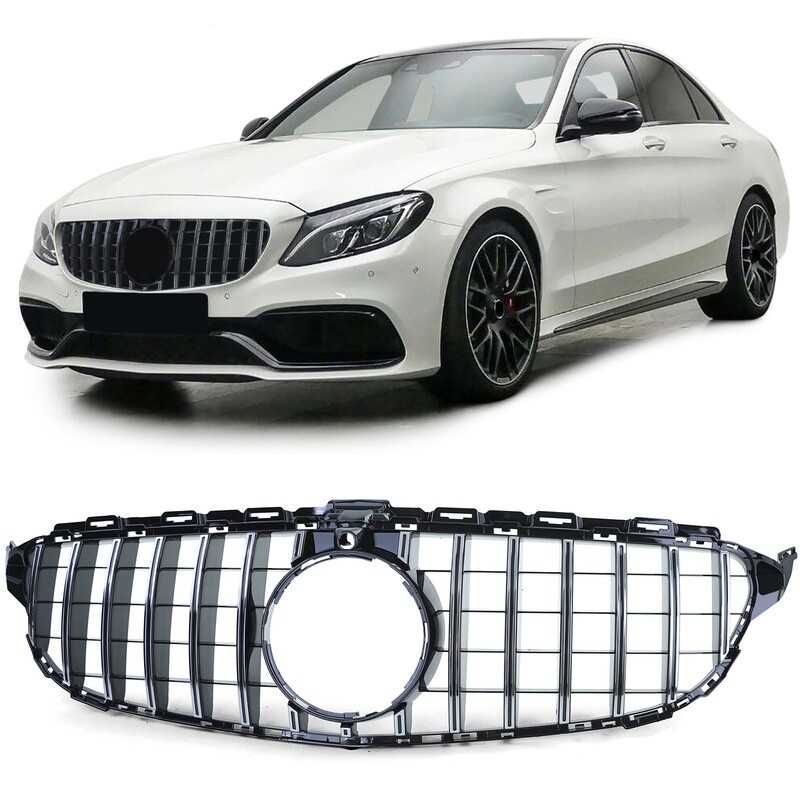 Grelha preta cromada Panamericana Mercedes ClasseC W205/S205 de 14a18