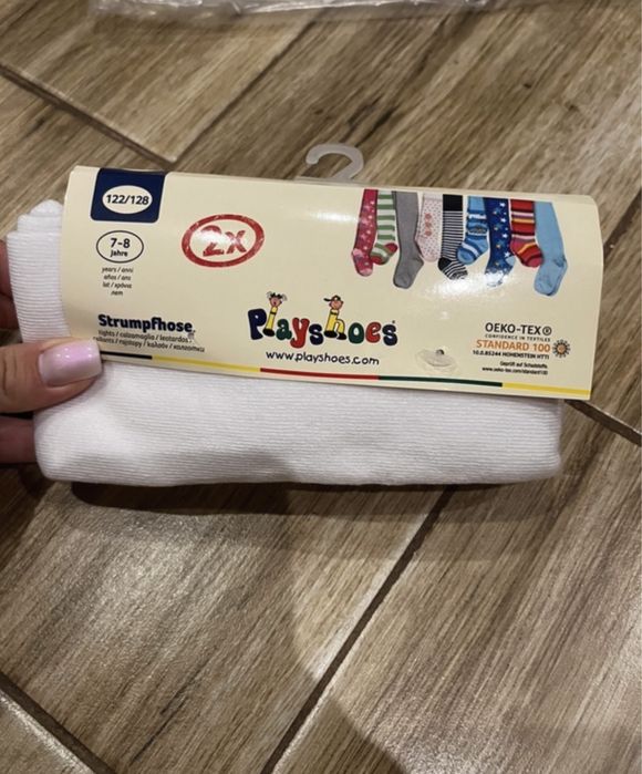 Rajstopy białe 2pack 7-8 lat